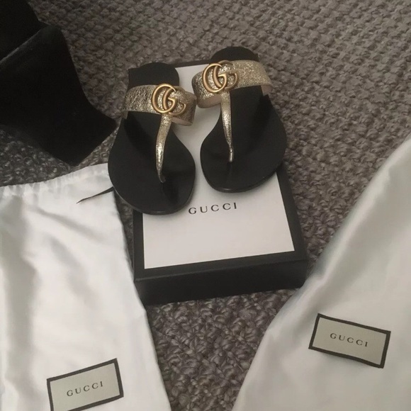 gold gucci marmont sandals